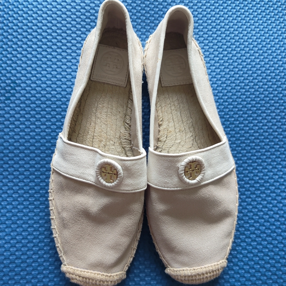 Tory Burch cream espadrille flat size 7.5